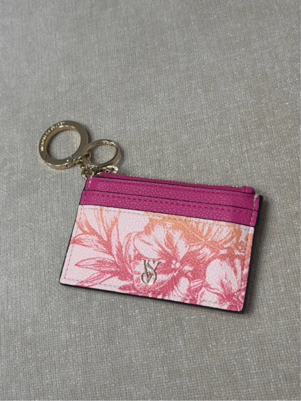 Victoria's Secret Pink Floral Card Holder Keyring